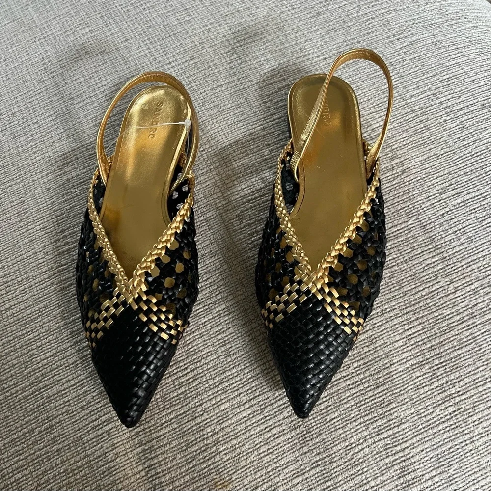 Sandro Black and Gold Flats - Picture 3 of 9